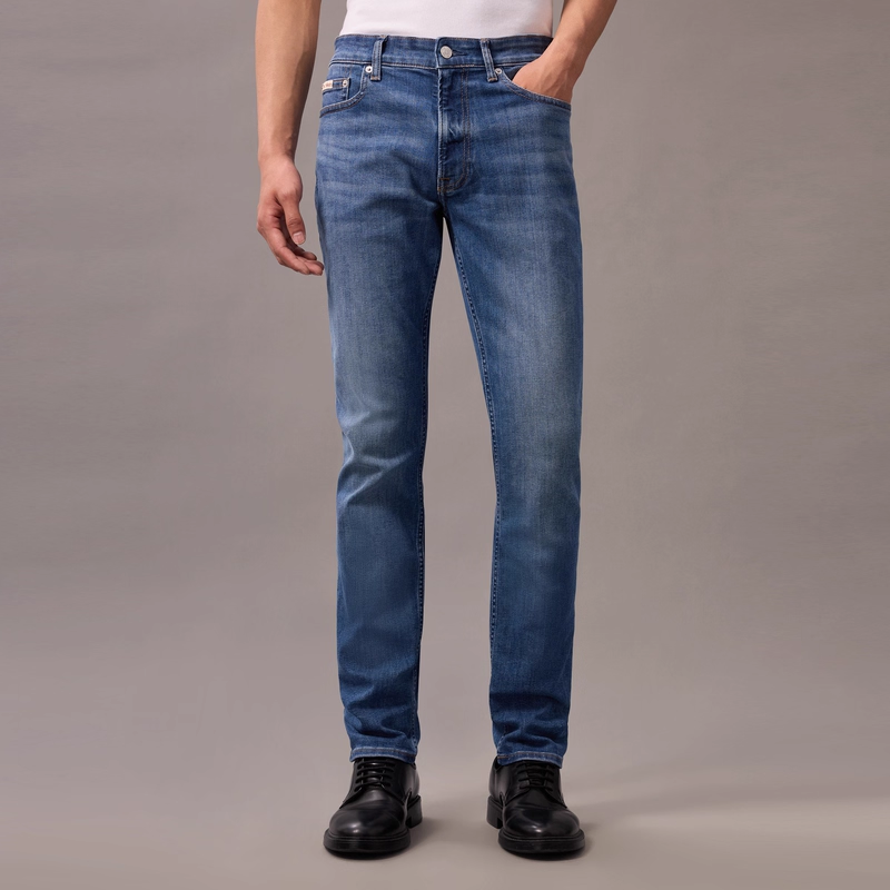 【免费改裤】CK Jeans25春秋男士休闲通勤修身微弹蓝色洗水牛仔裤